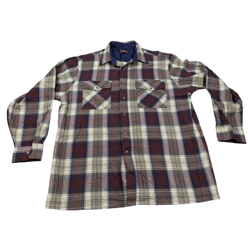 Back Packer Men's XL Plaid Button-Down Shirt Long Sleeve 100% Acrylic RN 27158